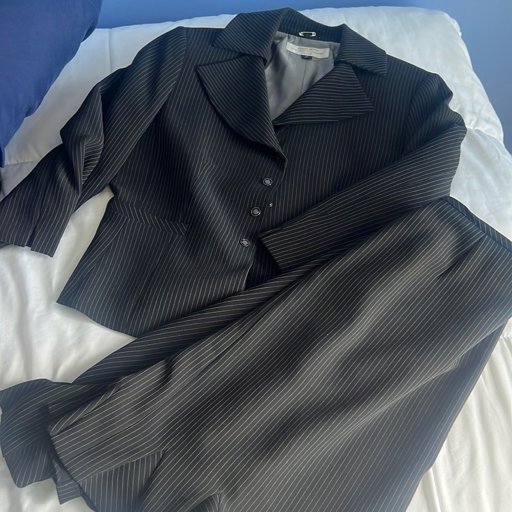 Black pinstripe jacket and skirt great condition